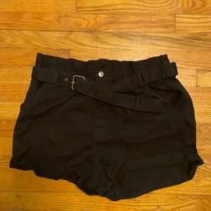 Black denim Shorts with Belt